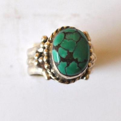 Bje 036 bague egyptienne t54 8x12mm turquoise argent ethnique orientales egyptiennes 9gr 1