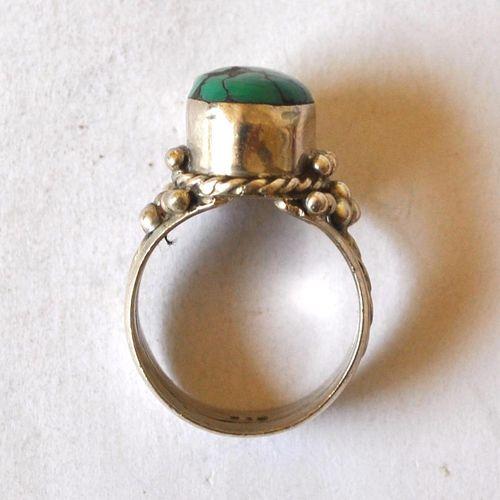 Bje 036 bague egyptienne t54 8x12mm turquoise argent ethnique orientales egyptiennes 9gr 4