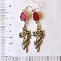 Bje 039 boucles oreilles rubis serpent argent ethnique orientales egyptiennes 80mm 12gr 5 