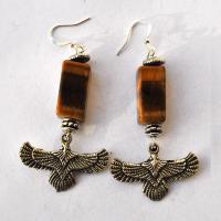 Bje 044 boucles oreilles egyptiennes 60mm oeil de tigre 10x20mm faucon horus argent 2