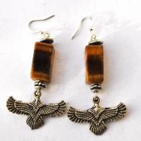 Bje 044 boucles oreilles egyptiennes 60mm oeil de tigre 10x20mm faucon horus argent 4