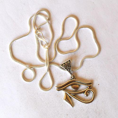Bje 047 collier parure pendant egyptien oeil horus 8x12mm argent 7