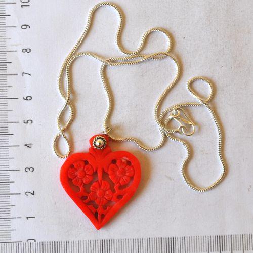 Bje 048 collier parure pendant egyptien coeur osiris 8x12mm argent 6