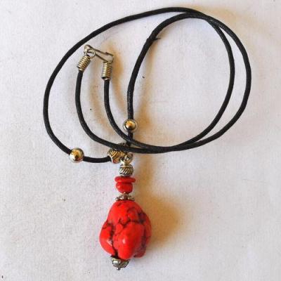 Bje 049 collier parure pendant egyptien turquoise rouge 8x12mm argent 1