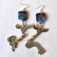 Bje 051 boucles oreilles egyptienne lapis faucon horus 140mm 20x20mm argent 1 