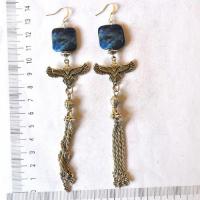 Bje 051 boucles oreilles egyptienne lapis faucon horus 140mm 20x20mm argent 3 