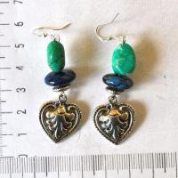 Bje 053 boucles oreilles egyptienne turquoise lapis lotus 60mm 12x10mm argent 3 