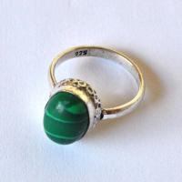 Bje 054 bague chevaliere egyptienne malachite vertet t60 10x15mm argent 1