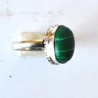 Bje 054 bague chevaliere egyptienne malachite vertet t60 10x15mm argent 2