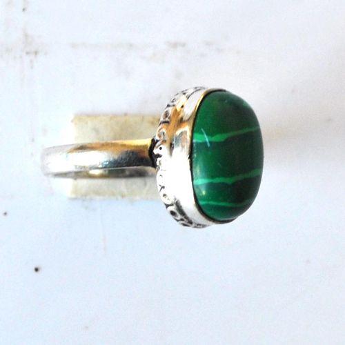 Bje 054 bague chevaliere egyptienne malachite vertet t60 10x15mm argent 2