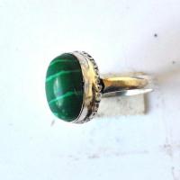 Bje 054 bague chevaliere egyptienne malachite vertet t60 10x15mm argent 3