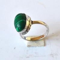 Bje 054 bague chevaliere egyptienne malachite vertet t60 10x15mm argent 4