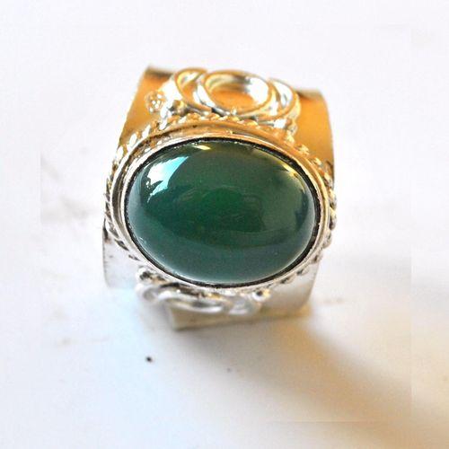 Bje 055 bague chevaliere egyptienne onyx vert t60 12x16mm argent 4