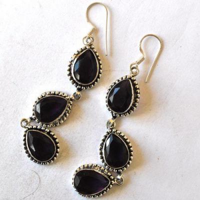 Bje 059 boucles oreilles egyptiennes amethyste pourpre 80mm 10x15mm argent 1