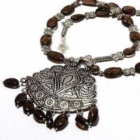 Bje 064 collier egyptien oeil de tigre pendentif 63gr argent 925 vente bijoux ethnique 2 