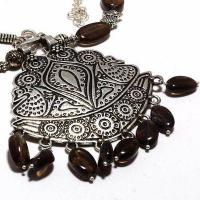 Bje 064 collier egyptien oeil de tigre pendentif 63gr argent 925 vente bijoux ethnique 3 