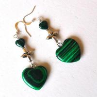 Bje 065 boucles oreilles malachite 60mm 10gr coeur 2 