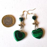 Bje 065 boucles oreilles malachite 60mm 10gr coeur 3 