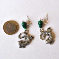 Bje 069 boucles oreilles lezard egyptienne malachite 60mm 11gr 3 