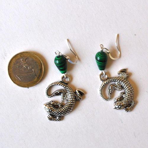 Bje 069 boucles oreilles lezard egyptienne malachite 60mm 11gr 3