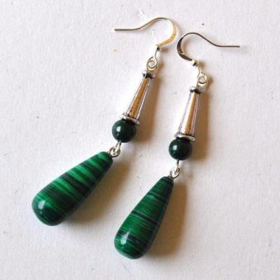 Bje 072 boucles oreilles egyptienne malachite 10x20mm 10gr 1