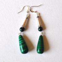 Bje 072 boucles oreilles egyptienne malachite 10x20mm 10gr 5 