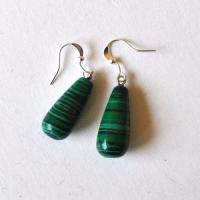 Bje 073 boucles oreilles egyptienne pendant malachite 10x20mm 7gr 2 