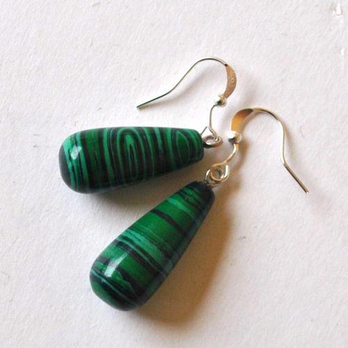 Bje 073 boucles oreilles egyptienne pendant malachite 10x20mm 7gr 4