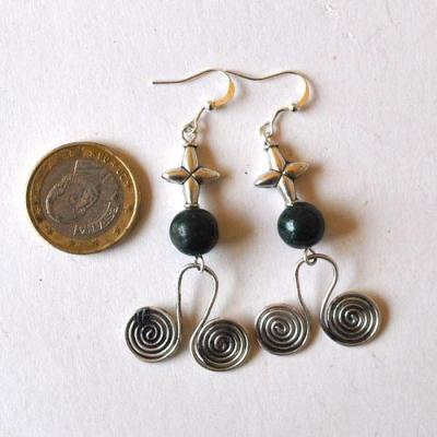 Bje 075 boucles oreilles volute8mm egyptienne malachite 40mm 10gr 4 