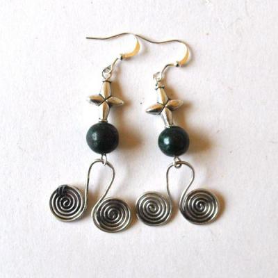 Bje 075 boucles oreilles volute8mm egyptienne malachite 40mm 10gr 4