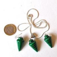 Bje 076 pendant boucles oreilles chaine pyramide egyptienne malachite 15x30mm 22gr 2 