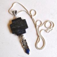 Bma 002 pendentif boucles oreilles chaine croix lapis lazuli fleur lys 7 