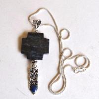 Bma 002 pendentif boucles oreilles chaine croix lapis lazuli fleur lys 8 