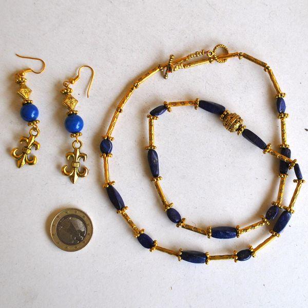 Bma 005 collier boucles pendants oreilles lapis lazuli bronze dore 39gr 3 