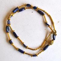 Bma 005 collier boucles pendants oreilles lapis lazuli bronze dore 39gr 5 