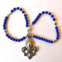 Bma 007 collier lapislazuli pendentif fleur de lys45x70mm 2 