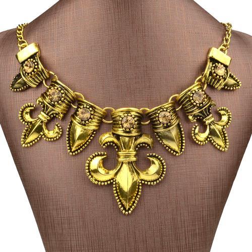Bma 009 collier royal fleurs de lys bronze dore 48cm 70gr bijou moyen age medieval 1 
