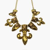 Bma 009 collier royal fleurs de lys bronze dore 48cm 70gr bijou moyen age medieval 2 