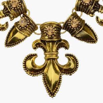 Bma 009 collier royal fleurs de lys bronze dore 48cm 70gr bijou moyen age medieval 3 