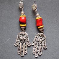 Bor 023c boucles berbere corail argent ethnique achat vente