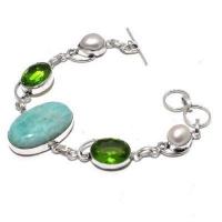 Bra 008a bracelet peridot amazonite perles 21gr 10x15mm achat vente bijou ethnique argent 925