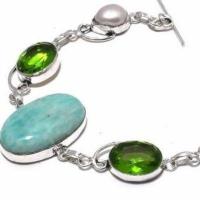 Bra 008c bracelet peridot amazonite perles 21gr 10x15mm achat vente bijou ethnique argent 925