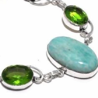 Bra 008e bracelet peridot amazonite perles 21gr 10x15mm achat vente bijou ethnique argent 925