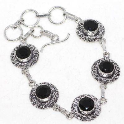 Bra 013a bracelet 13gr onyx noir 10mm bijou art deco 1900 gothique steampunk argent 925