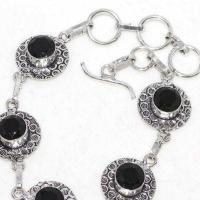 Bra 013b bracelet 13gr onyx noir 10mm bijou art deco 1900 gothique steampunk argent 925