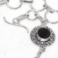 Bra 013c bracelet 13gr onyx noir 10mm bijou art deco 1900 gothique steampunk argent 925