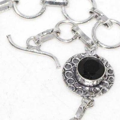 Bra 013a bracelet 13gr onyx noir 10mm bijou art deco 1900 gothique steampunk argent 925