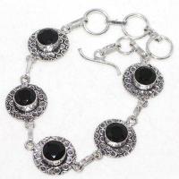 Bra 013d bracelet 13gr onyx noir 10mm bijou art deco 1900 gothique steampunk argent 925