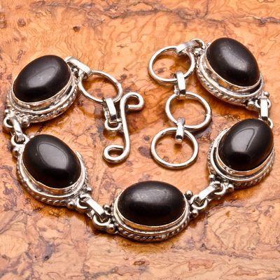 Bra 016a bracelet onyx noir 10x14mm 20gr argent 925