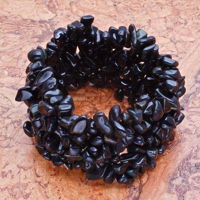 Bra 018a bracelet onyx noir 60gr monture elastique